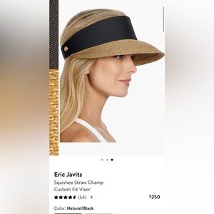 Eric Javits Squishee Straw Champ Custom Fit Visor in Natural/Black